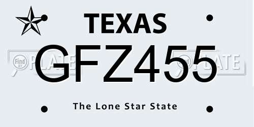 GFZ455 Texas License Plate