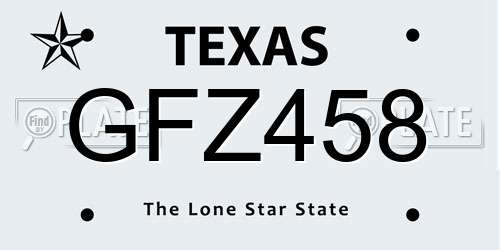 GFZ458 Texas License Plate