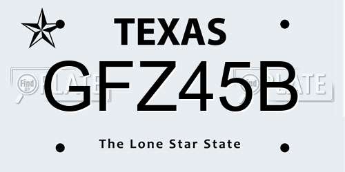 GFZ45B Texas License Plate
