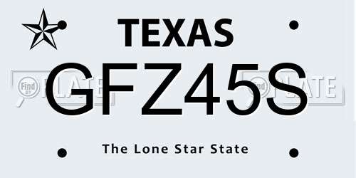 GFZ45S Texas License Plate