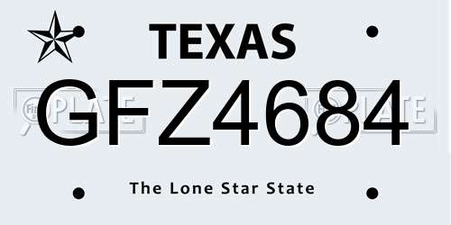 GFZ4684 Texas License Plate