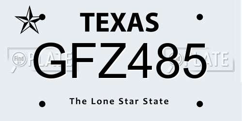 GFZ485 Texas License Plate