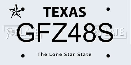 GFZ48S Texas License Plate