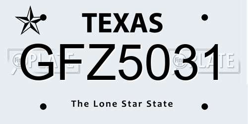 GFZ5031 Texas License Plate