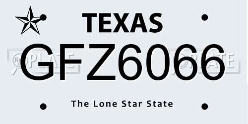 GFZ6066 Texas License Plate