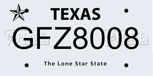 GFZ8008 Texas License Plate