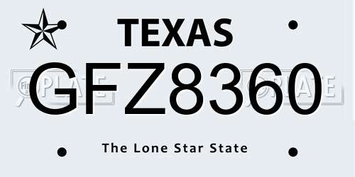 GFZ8360 Texas License Plate