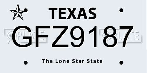 GFZ9187 Texas License Plate