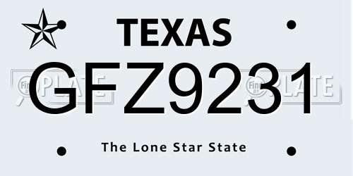 GFZ9231 Texas License Plate