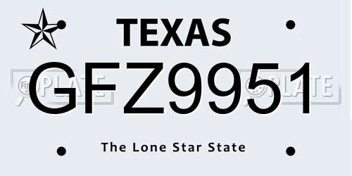GFZ9951 Texas License Plate