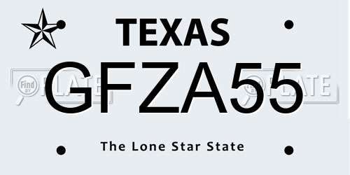 GFZA55 Texas License Plate