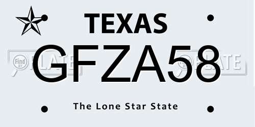 GFZA58 Texas License Plate