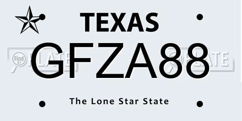 GFZA88 Texas License Plate