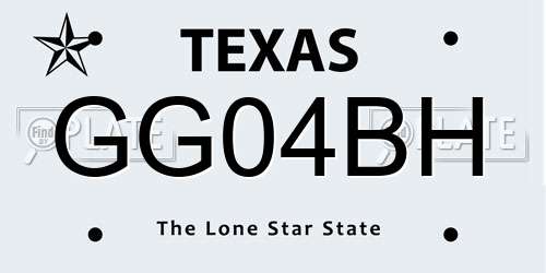 GG04BH Texas License Plate