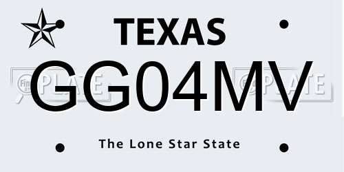 GG04MV Texas License Plate