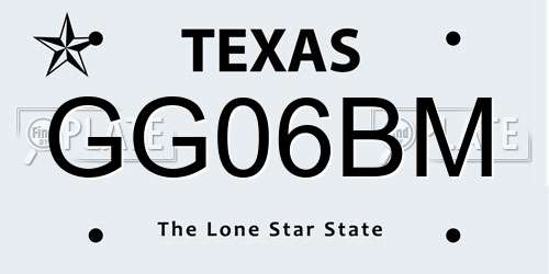 GG06BM Texas License Plate