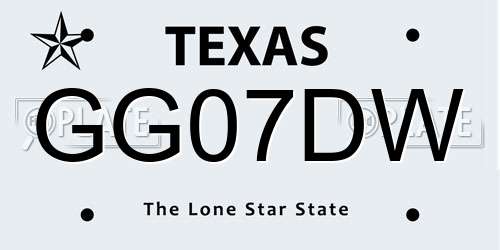 GG07DW Texas License Plate