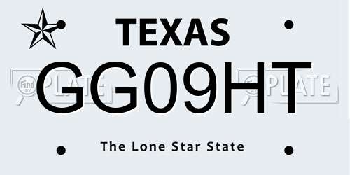 GG09HT Texas License Plate