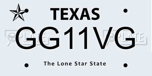 GG11VG Texas License Plate