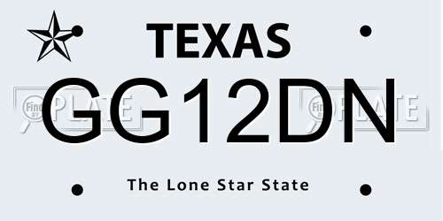 GG12DN Texas License Plate