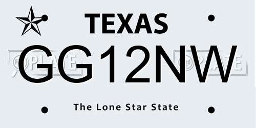 GG12NW Texas License Plate