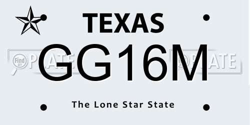 GG16M Texas License Plate