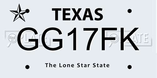 GG17FK Texas License Plate