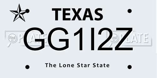 GG1I2Z Texas License Plate