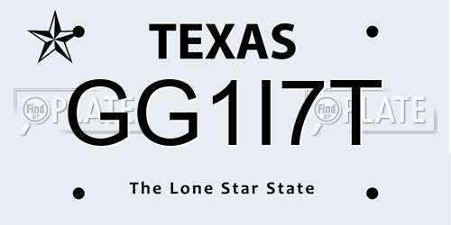 GG1I7T Texas License Plate
