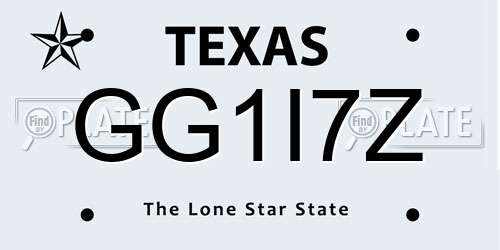 GG1I7Z Texas License Plate
