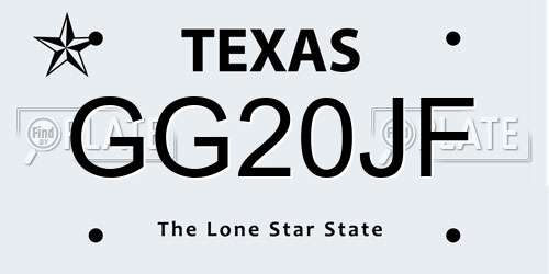GG20JF Texas License Plate