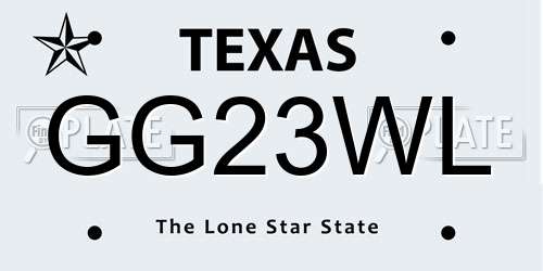 GG23WL Texas License Plate