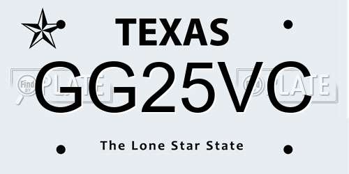 GG25VC Texas License Plate