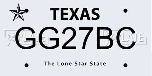 GG27BC Texas License Plate