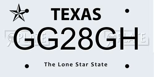 GG28GH Texas License Plate