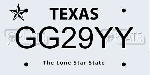 GG29YY Texas License Plate