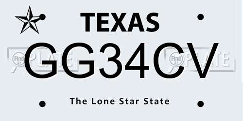 GG34CV Texas License Plate