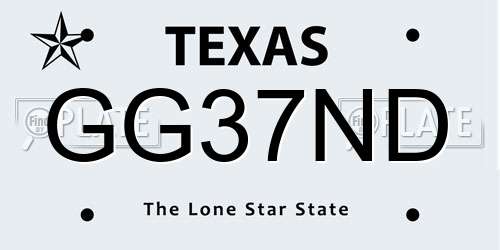 GG37ND Texas License Plate