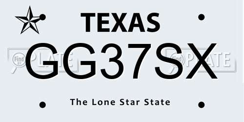 GG37SX Texas License Plate
