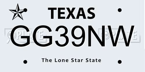 GG39NW Texas License Plate