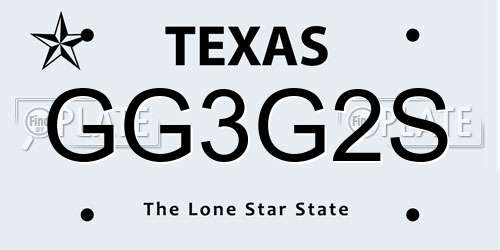 GG3G2S Texas License Plate
