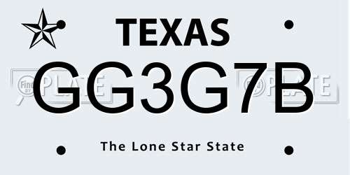 GG3G7B Texas License Plate