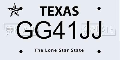 GG41JJ Texas License Plate