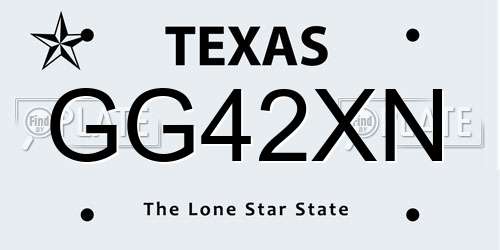GG42XN Texas License Plate