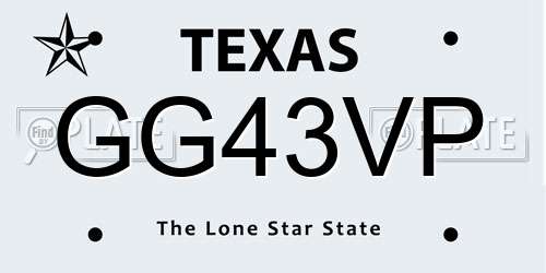 GG43VP Texas License Plate