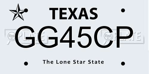 GG45CP Texas License Plate