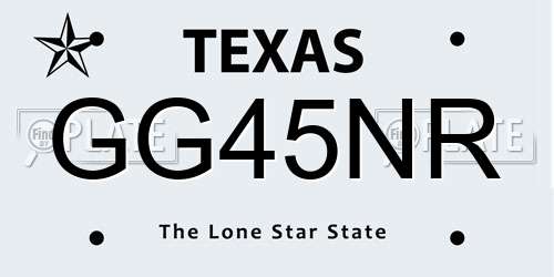 GG45NR Texas License Plate
