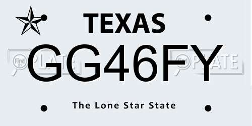 GG46FY Texas License Plate
