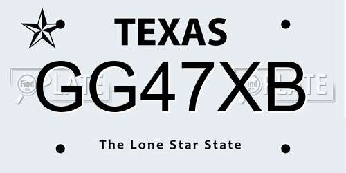 GG47XB Texas License Plate