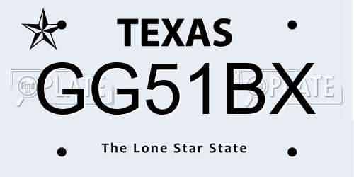 GG51BX Texas License Plate